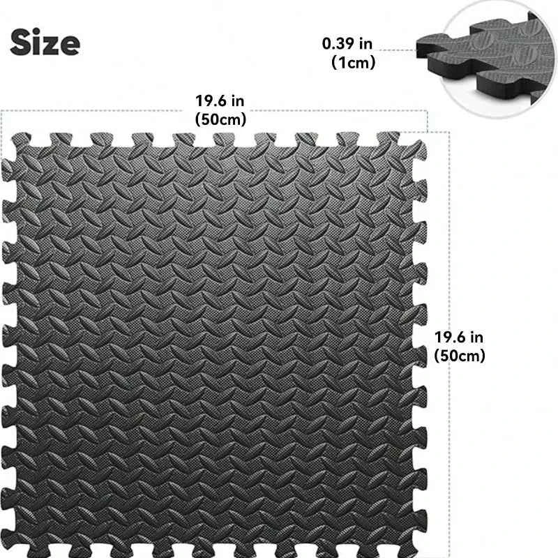 24 Pcs Non-Slip EVA Floor Mats, Waterproof Foam Mat For Living Room Bedroom, Interlocking Carpet Tiles With Border, Anti-Fatigue Standing Mat For Kitchen, Black