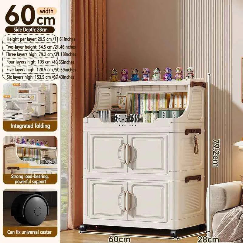Multi-layer Storage Rack. Plastic Stand. Foldable Floor-standing Cabinet.