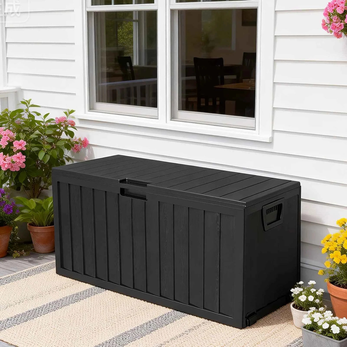 35 Gallon Large Outdoor Resin Storage Box With Lockable Lid - Heavy-Duty Deck Box For Patio Furniture Cushions, Pool Accessories