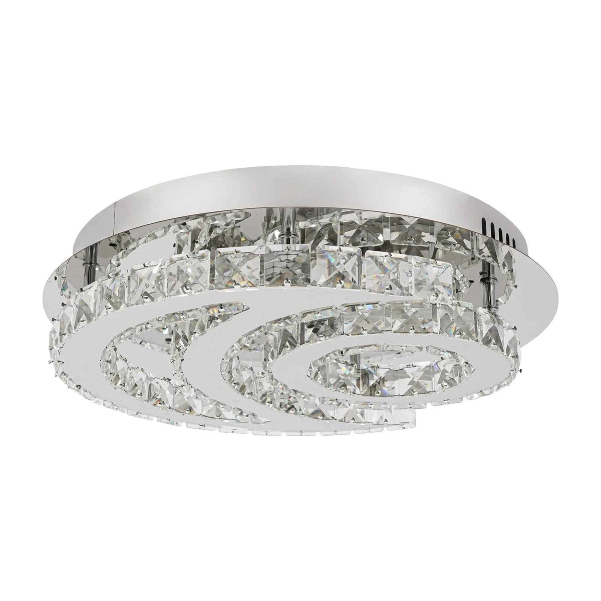 Modern Moon Shaped Ceiling Light, LED Crystal Flush Mount Chandelier.
