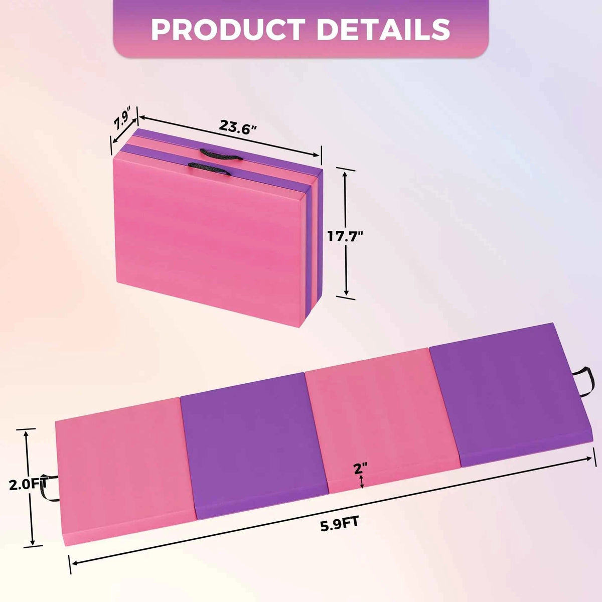 4-/5-fold Exercise Mats, Gymnastics Tumbling Mats, Thick Portable Home or Gym Floor Pad for Yoga, Pilates, Aerobics