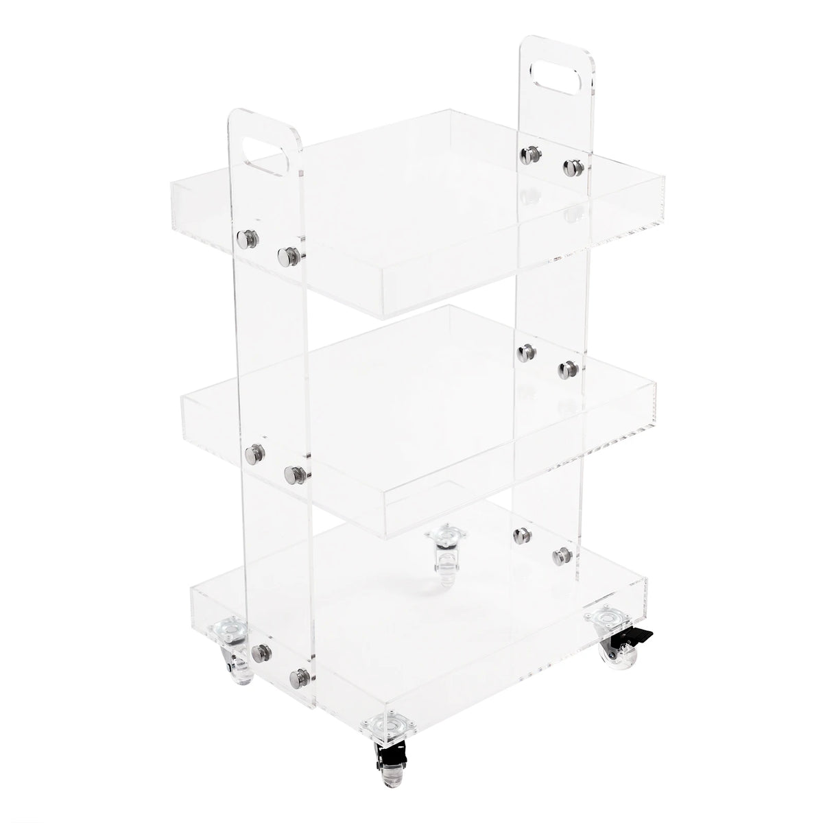 Tier Acrylic Mobile Storage Cart with Wheels Clear Multifunctional Utility Rolling Trolley and is 41.6x34x70cm - Myaccessoriesstore