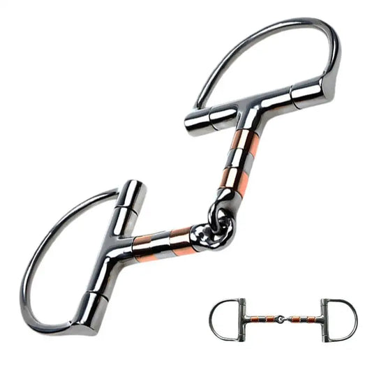 Horse Snaffle Bit D Ring. Mouth Bit Roller With Copper Single Joint. Horse Bit D-Ring Snaffle Bits For Equestrian Supplies