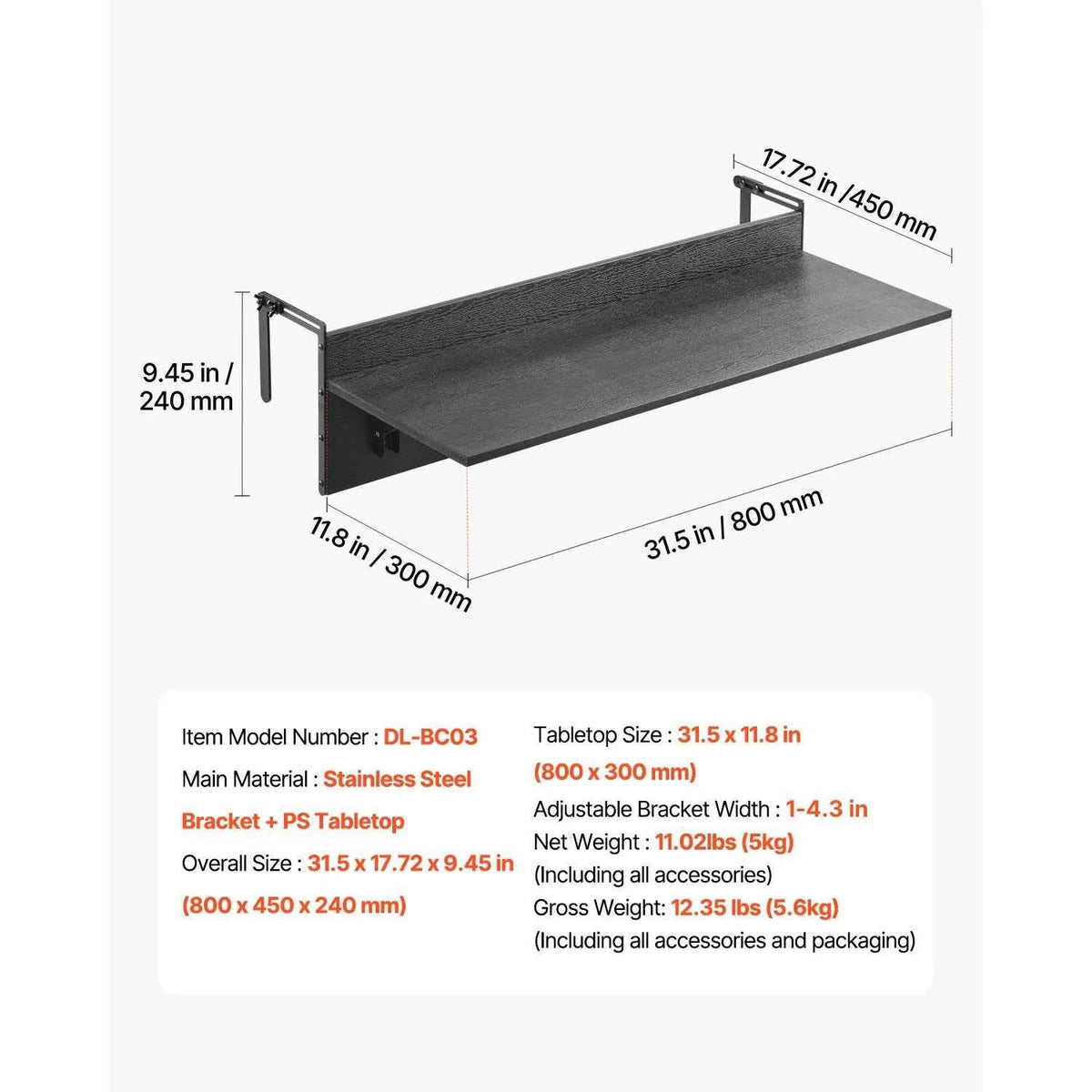 SucceBuy Balcony Hanging Table.. Folding Balcony Railing Table. Outdoor Serving Table for Patio Deck