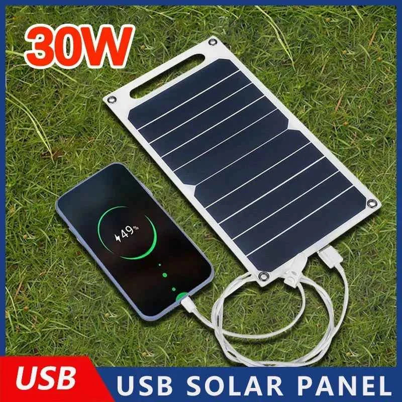30W Solar Panel With USB. Waterproof. Outdoor  Portable Battery Charging Bank. Charging Panel 6.8V