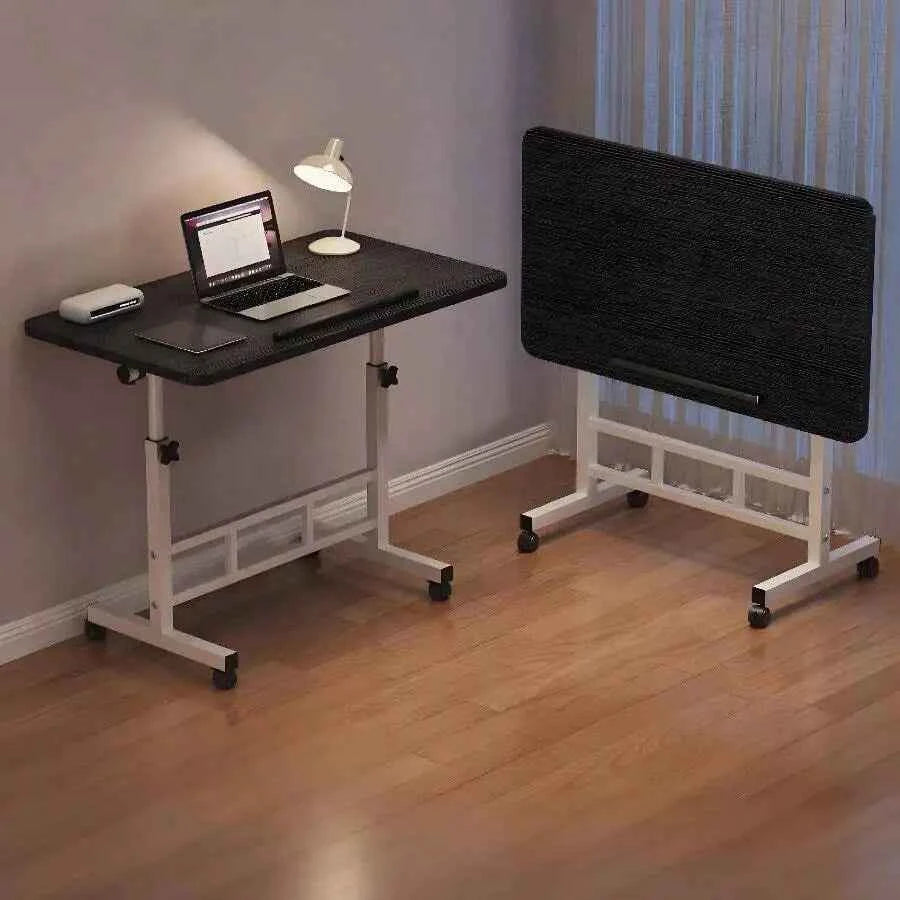 3 Colors, Adjustable Height, 360° Swivel Folding Desk On Wheels With Sturdy Frame, Suitable For Home Office Space, Dorm Room