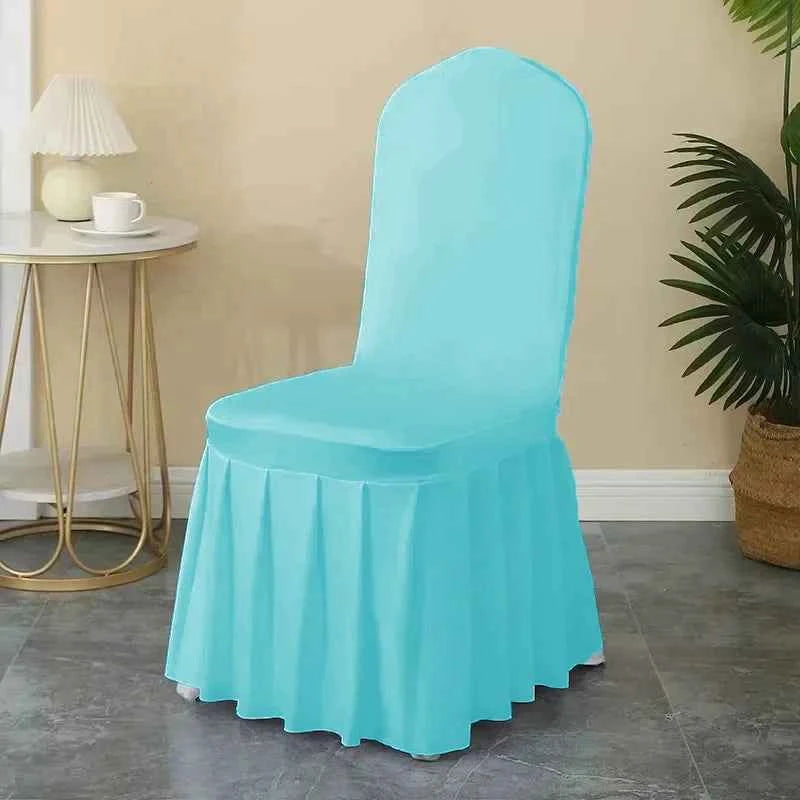 50/100pcs Pleated Skirt Spandex Chair Cover. Hotel Banquet, Party Events, Wedding Decoration. Dining Room Seat Protector Covers
