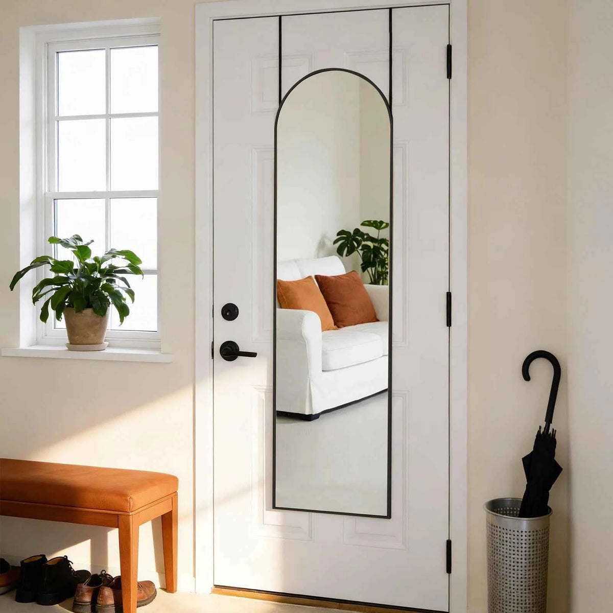 MCQ 47x14 Inches Arched Full Length Mirror. Door Hanging  or Wall Mounted Aluminum Alloy Frame.﻿