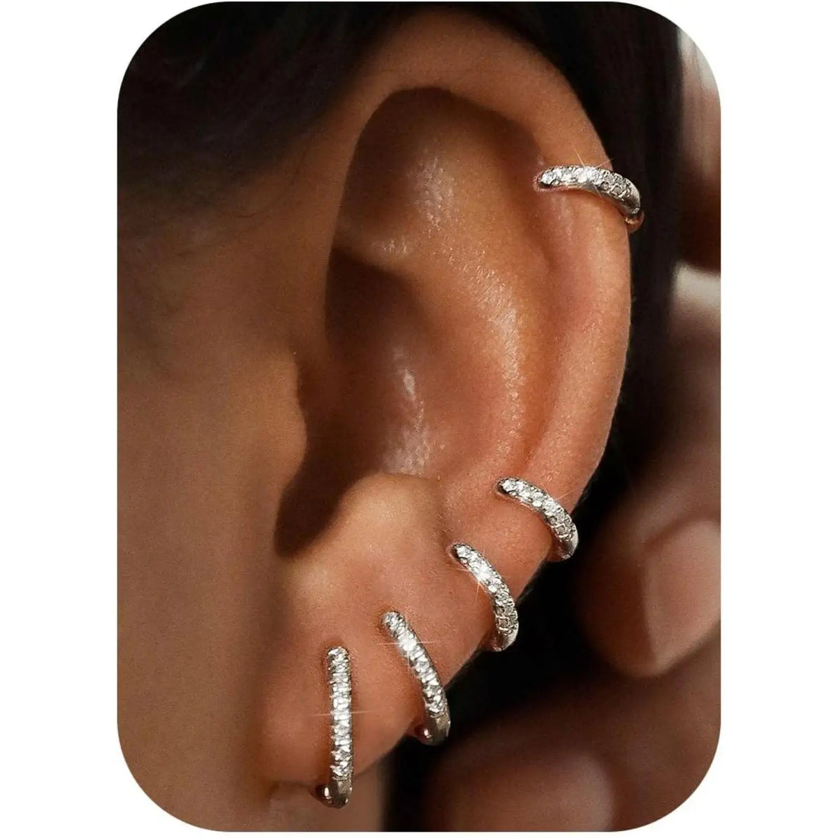 5Pairs Small Hoop Earrings Set for Women, 14K Gold Plated Lightweight Tiny Huggie Hoops, Mini Cartilage Earrings Pack. Hypoallergenic Ear Piercing, Earring Stacking Set