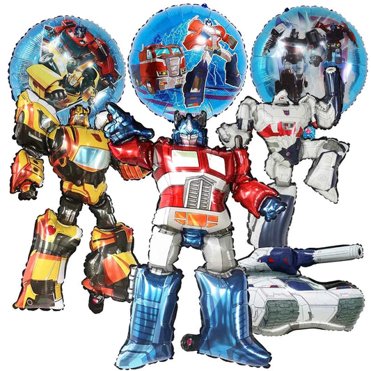 7Pcs Transformers Balloons, Cool Optimus Prime, Megatron, Bumblebee. Aluminum Foil Balloons for Party Decorations