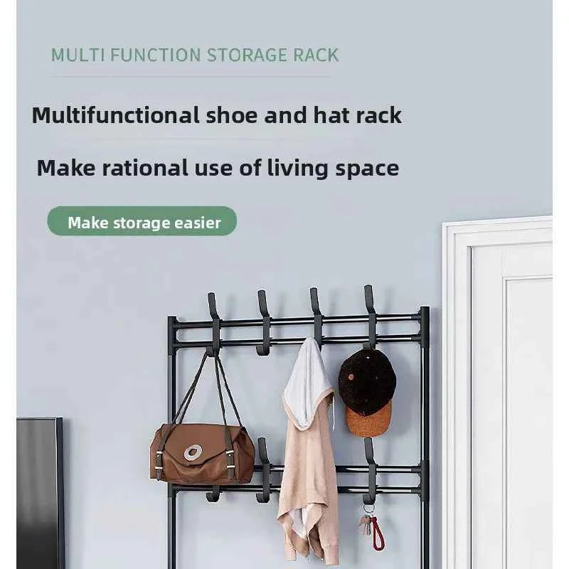 5-Tier 3-in-1 Multifunctional Metal Rack. Floor-Standing Garment Organizer. Sturdy Vertical Storage Shelf