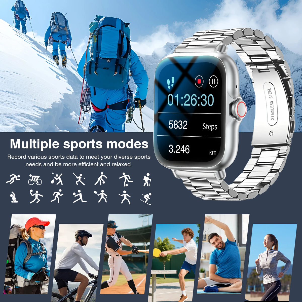Multifunctional Sports Smartwatch, Unisex, Featuring A 1.83-inch Full-touch Display, Call Answering, Sleep Tracking, Step Counting, and Message Notifications. Compatible with IPhone & Android Phones
