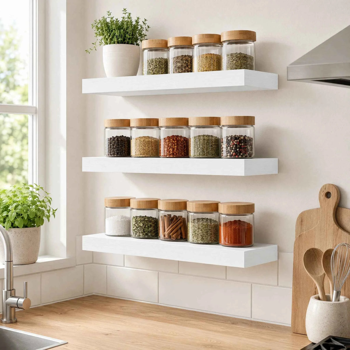 Set of 3, Floating Wall Shelves For Decor,  Mounted on the wall with  Invisible Brackets