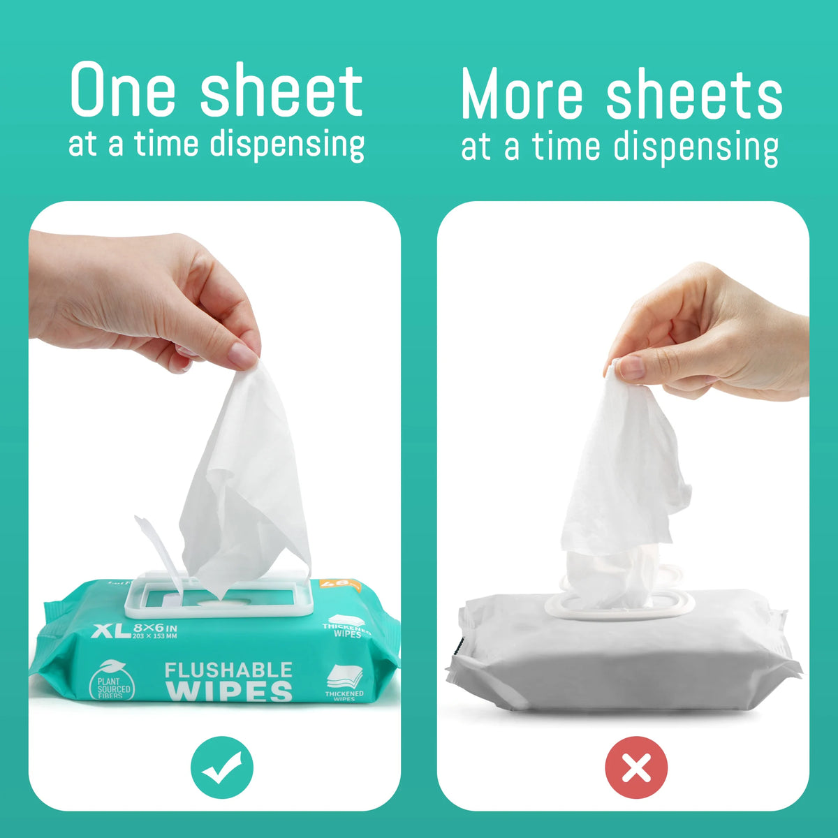 3 Packs x 48 Ct, 144 Wipes Flushable Wet Wipes For Home or Outdoor Use, Thickened Butt Wipe, Septic And Sewer Safe, Quick-Dispersing, No Alcohol, Plant-Based Fibers - Flushable Toilet, Personal And Household Cleaning Wipes