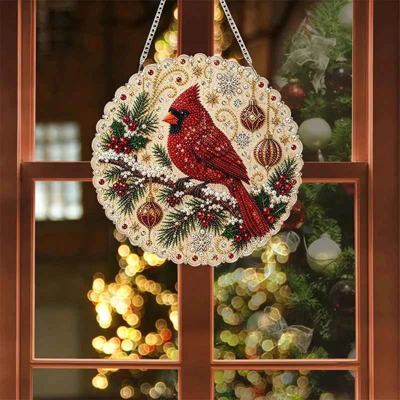 New Christmas Pearl Diamond Kit. DIY. Dog, Cat, Hummingbird, & More Patterns. Acrylic Circular Board With Lace Edges Wall Decorate Gifts