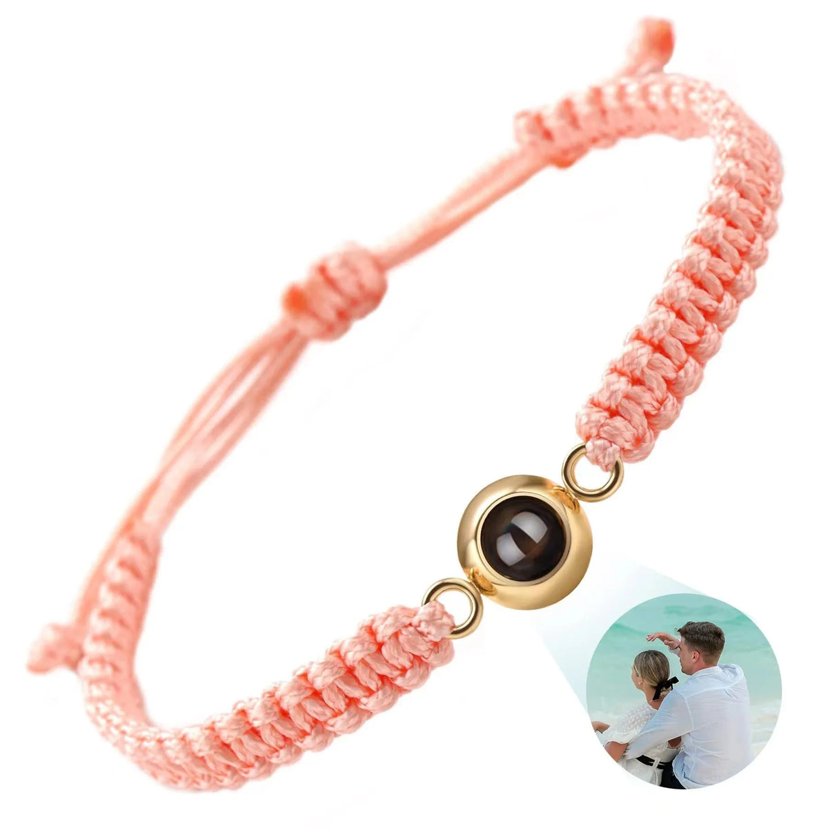 Custom Photo Projection Bracelet, Adjustable Woven Titanium Steel Pendant. DIY Picture Bracelet Jewelry. Valentine's Day Gift