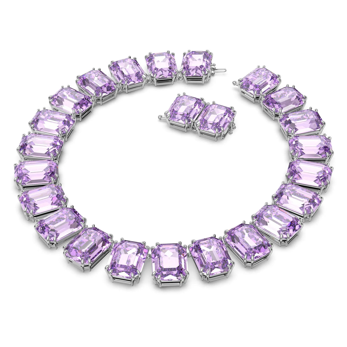 2026 New Product: Gold Collar, Austrian Purple Crystal Pendant, Luxurious Square Sugar, High Grade Bracelet