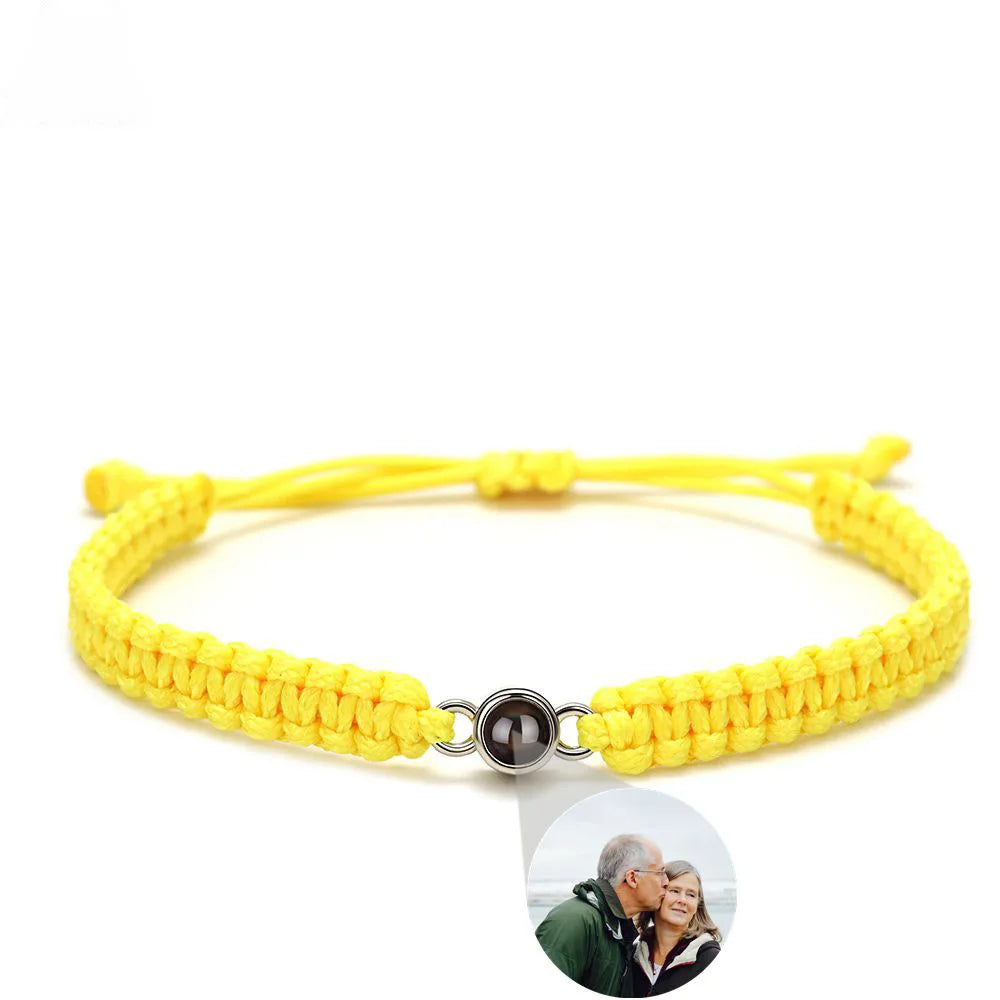 Custom Photo Projection Bracelet, Adjustable Woven Titanium Steel Pendant. DIY Picture Bracelet Jewelry. Valentine's Day Gift