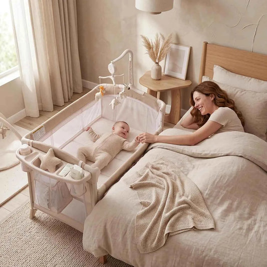 5-in-1 Playard for Babies with Bassinet, Changing Station, Portable Crib & Playpen, Breathable Mesh, Firm Mattress & One-Hand Fold
