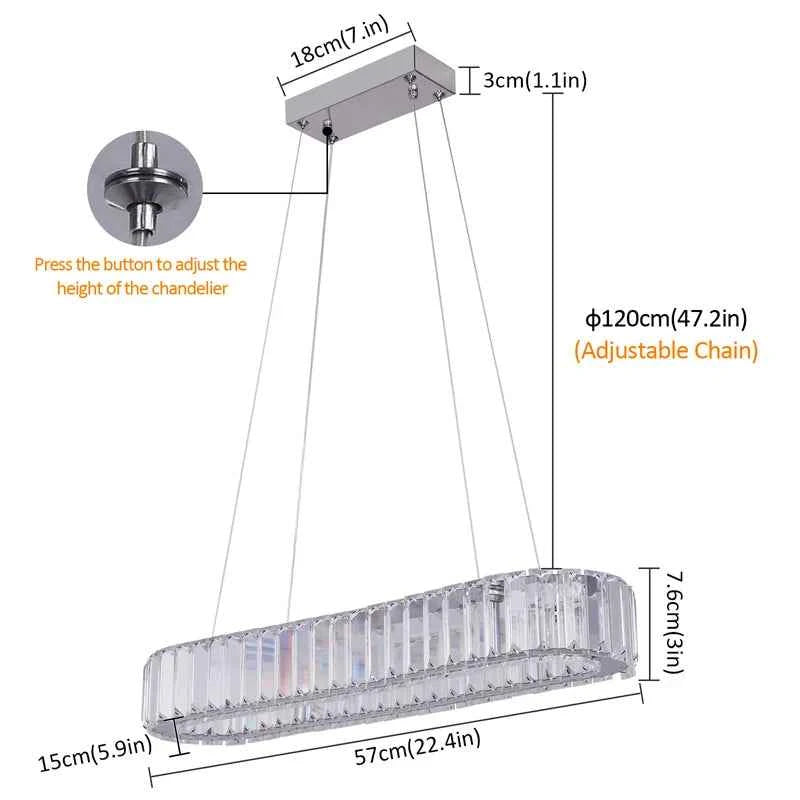 Indoor K9 Crystal Oval Ring Lamp. Luxury Interior Decoration. Led Chandelier. Hanging Lighting.