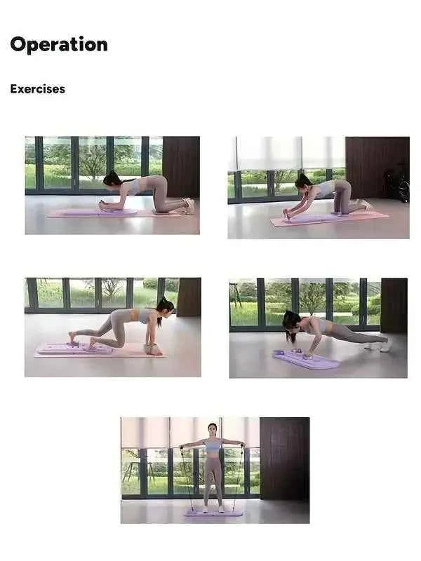 8-in-1 Multifunctional Foldable Pilates Board. Portable Yoga Training Board with 24 Non-Slip Fee.t Space Saving Home Gym