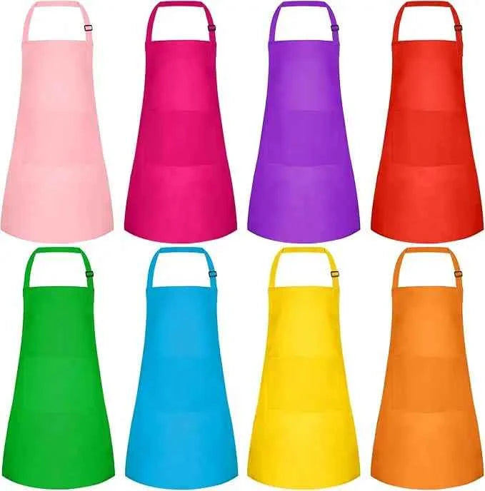 8-24PCS Adjustable Apron Bulk with 2 Pockets DIY Painting Aprons for Baking, Painting, Birthday Party Favors. Different Colors