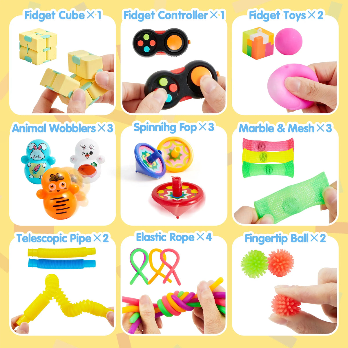 Joyfy 60 Pack Party Gifts Fidget Toys. Adults Party Favors. Autism Sensory Treasure Box of Toys. Classroom Prizes and Stress Relief Gifts