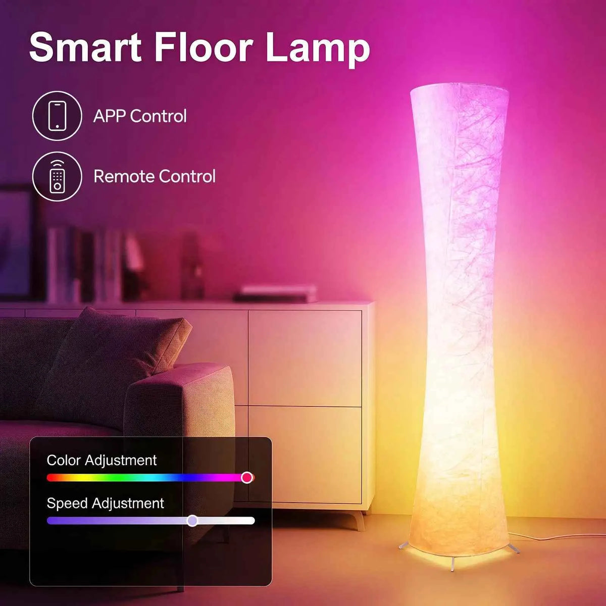 1pc Round Smart Floor Lamp, Modern RGB Corner Lamp with Tyvek Fabric, Music Sync, Remote Control, LED Floor Lamp.