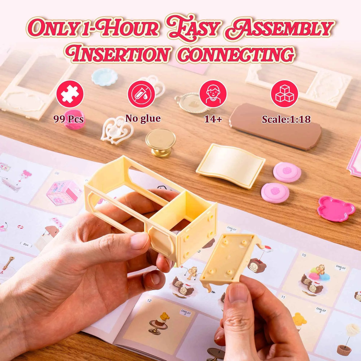 Rolife DIY Dollhouse 3D Puzzle Model Building Kit. Nanci Strawberry Teatime Super Creator DIY Craft Kit with LED Light for Home Decor. Holiday Gift for Adults or Teens