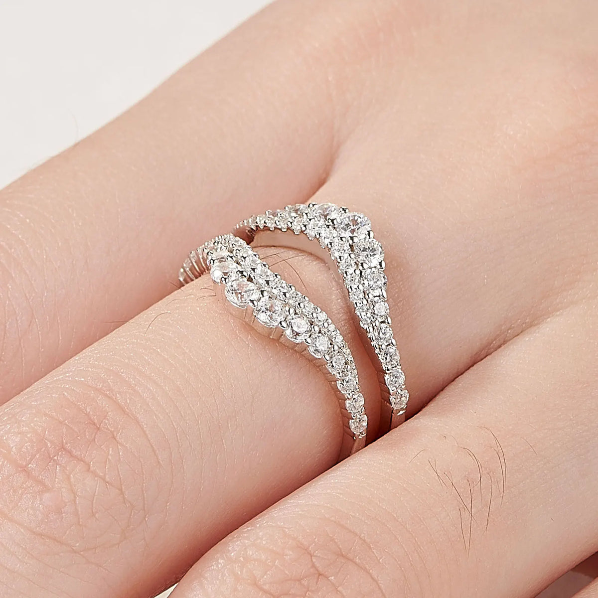 Newshe Certified Moissanite 925 Sterling Silver Ring Enhancer for Women. Engagement, Wedding Band Size 5-10