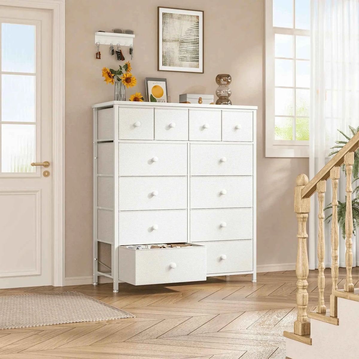 12-Drawer Tall  Dresser – Metal Frame, Wood Top, Anti-Tip – 38.97"W – For Bedroom, Entryway, Living Room, Closet, Dorm