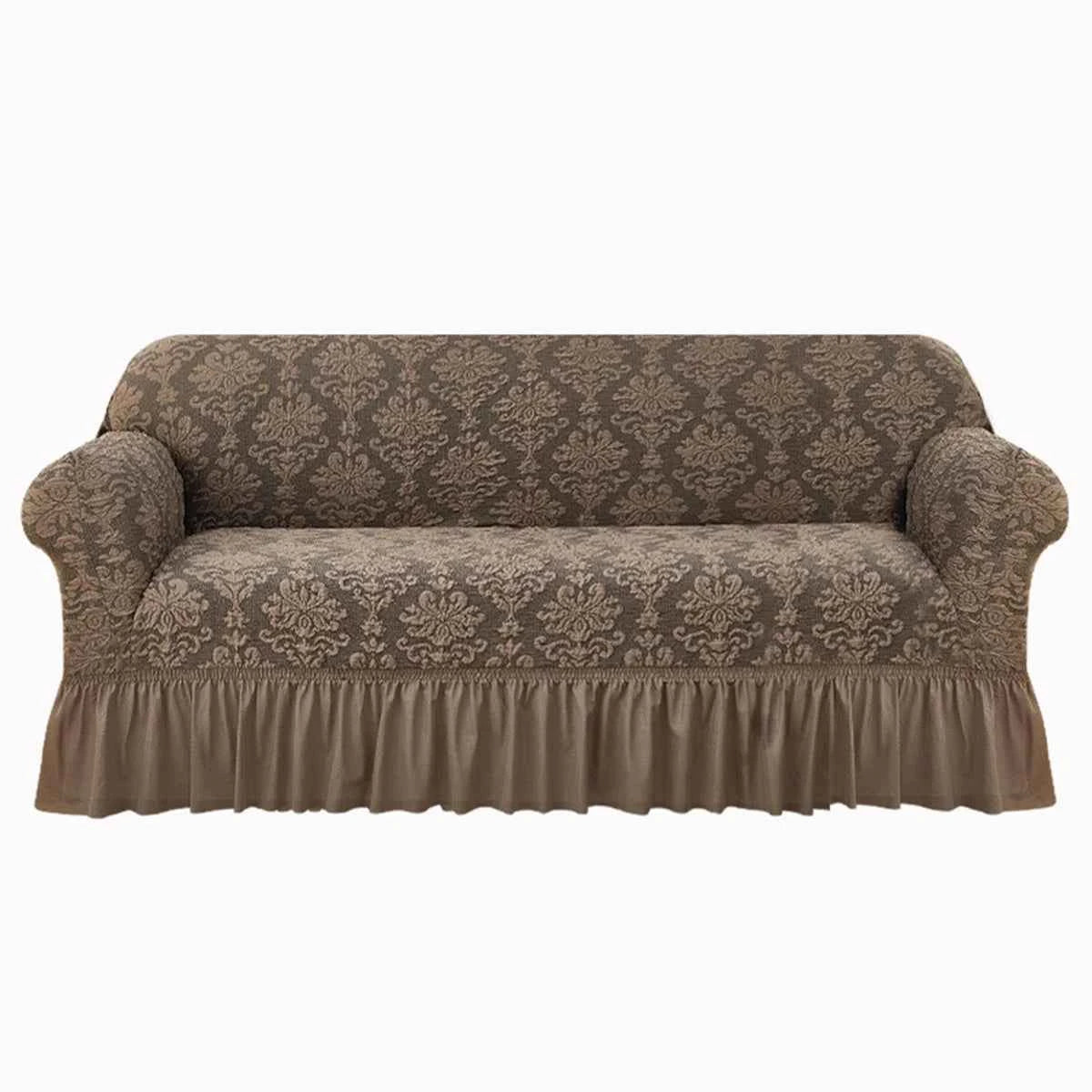 1pc European Jacquard Non-slip Sofa Slipcover with Skirt. Relief Embossed Sofa Covers