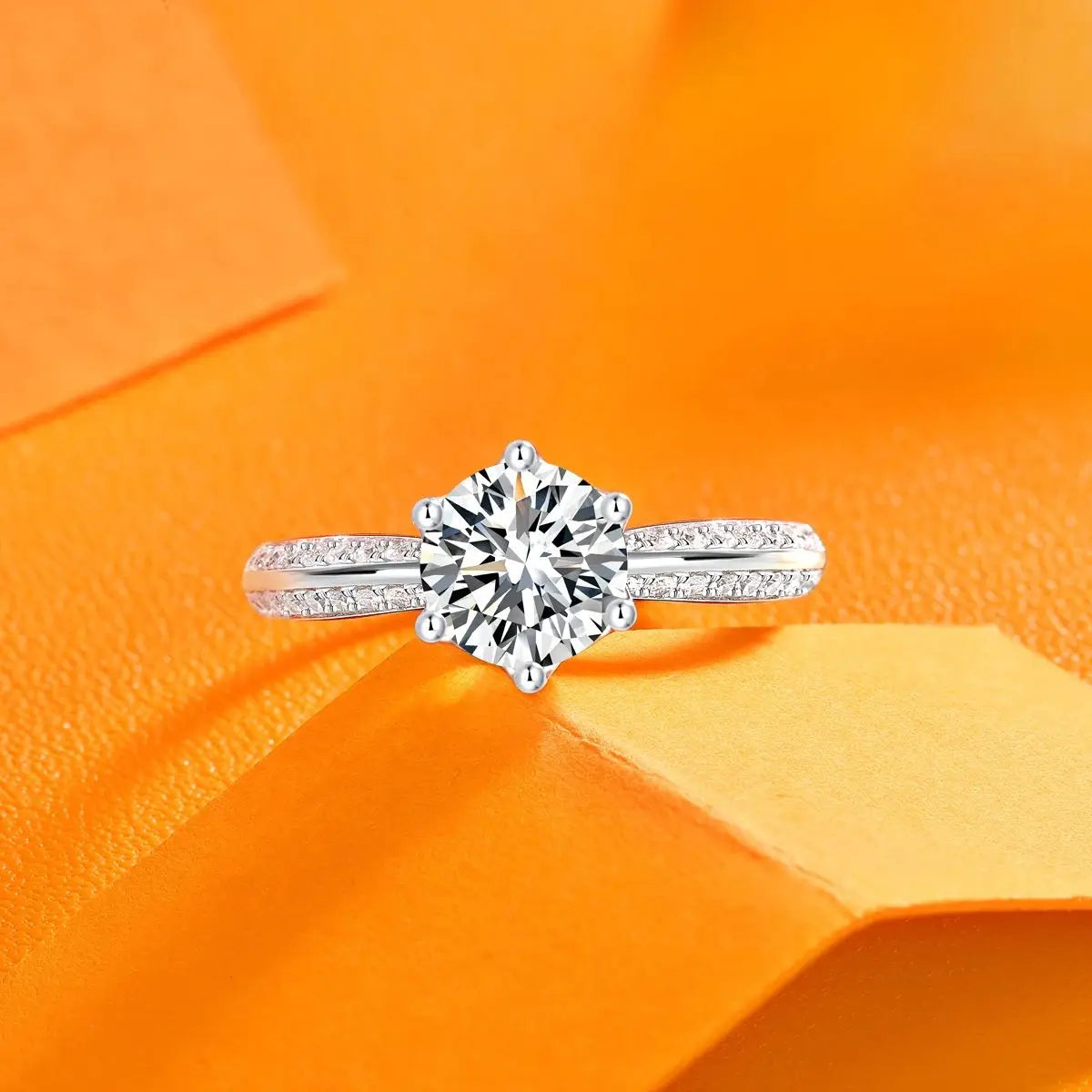 1pc 1ct, 2ct, 3ct Moissanite Ring. 925 Sterling Silver 18K Gold Plated Elegant Gift Jewelry for Women. Comes with GRA Certificate