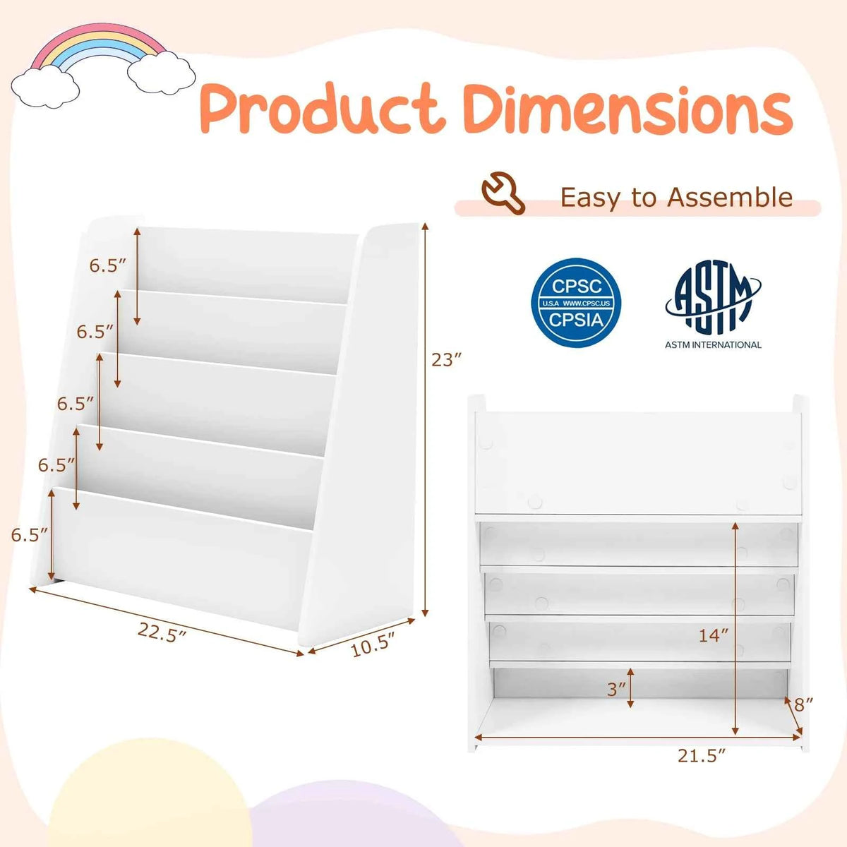 4-tier Kids or Toddlers Wooden Bookshelf  w/ Deep Shelves. Natural