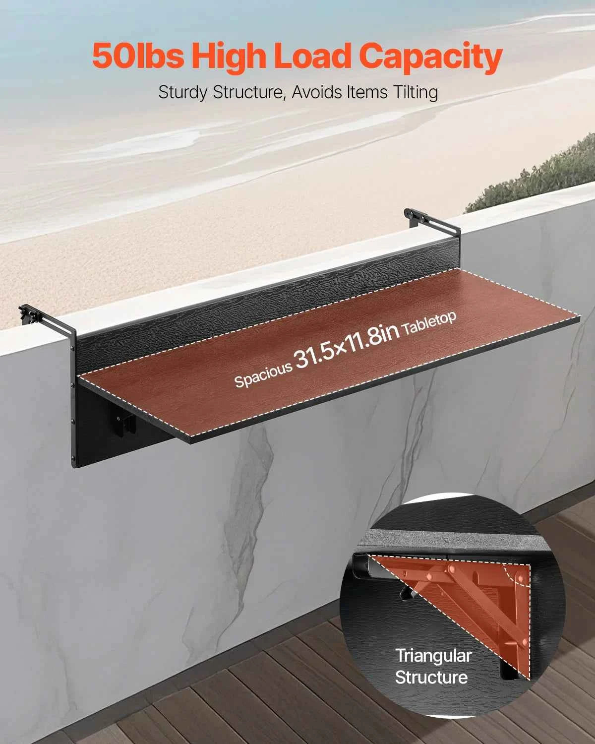 SucceBuy Balcony Hanging Table.. Folding Balcony Railing Table. Outdoor Serving Table for Patio Deck