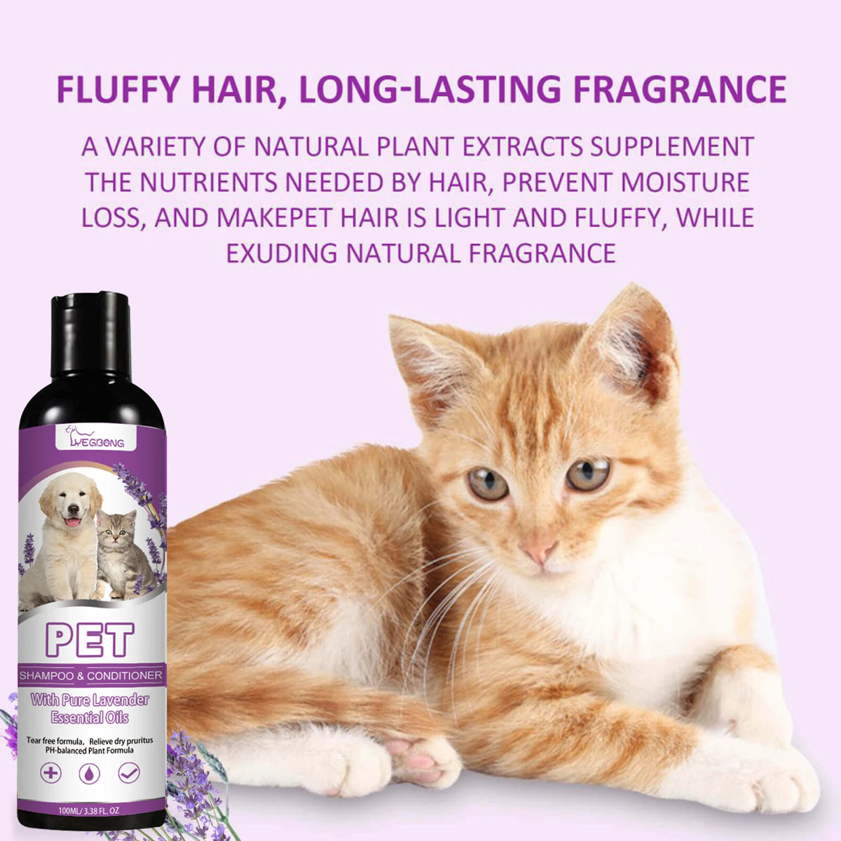Pet Shampoo Shower Gel, for Dogs or Cats. For Soothing Itchy Animal Skin, makes Hair Smooth & helps with Detangling. Deep Cleaning Coat Care. Natural Shine. Soft Tangle Free, 100ml