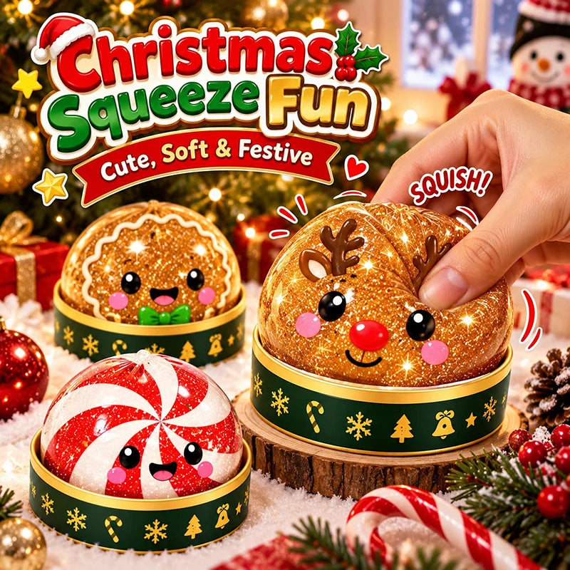 Limited Christmas Dumplings Squishy Glitter Maltose Snowman Set.  Squeeze and  Stress Relief Toys