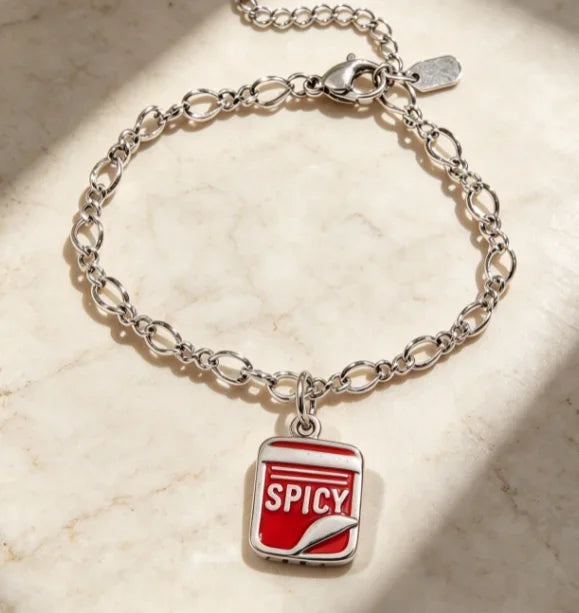 S925 Sterling Silver Vintage Oxidized Charm Bracelet for Women, Sunflower, Texas Map, Spicy Chili, Heart, Rabbit, & Cross  Enamel Charms, Retro Fashion Silver Jewelry, Ideal Gift for Ladies
