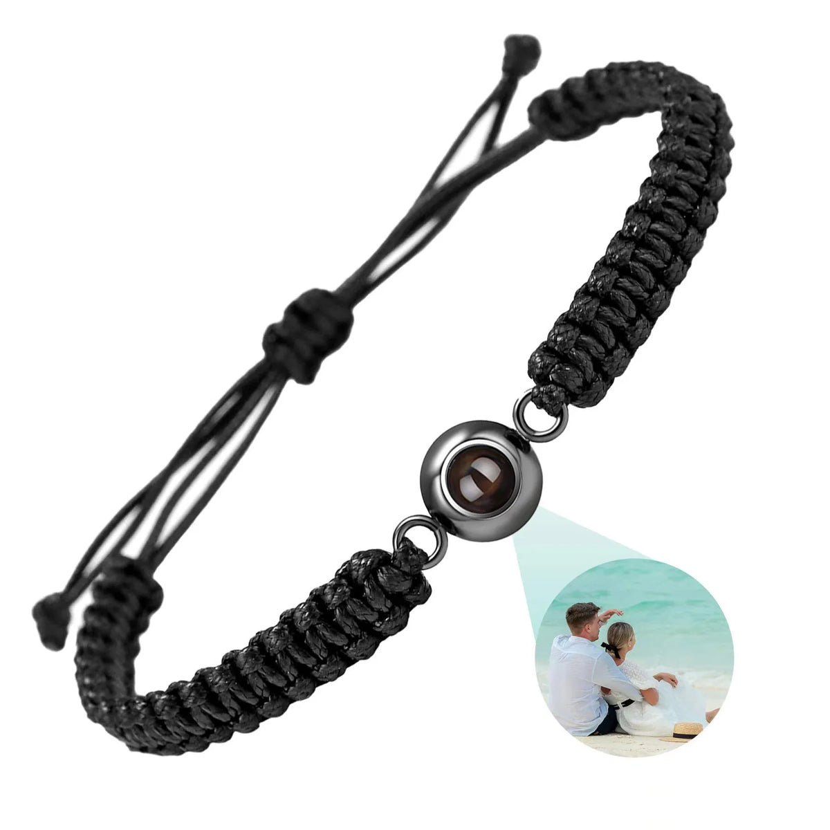 Custom Photo Projection Bracelet, Adjustable Woven Titanium Steel Pendant. DIY Picture Bracelet Jewelry. Valentine's Day Gift