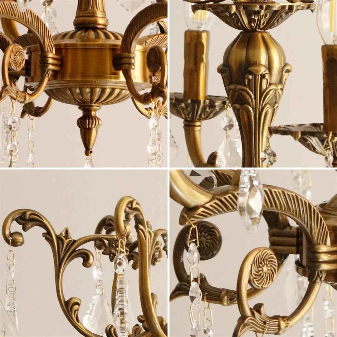 Antique Bronze LED Candle Pendant Ceiling Light Fixture with 6 Filament Bulbs for Crystal Chandeliers.