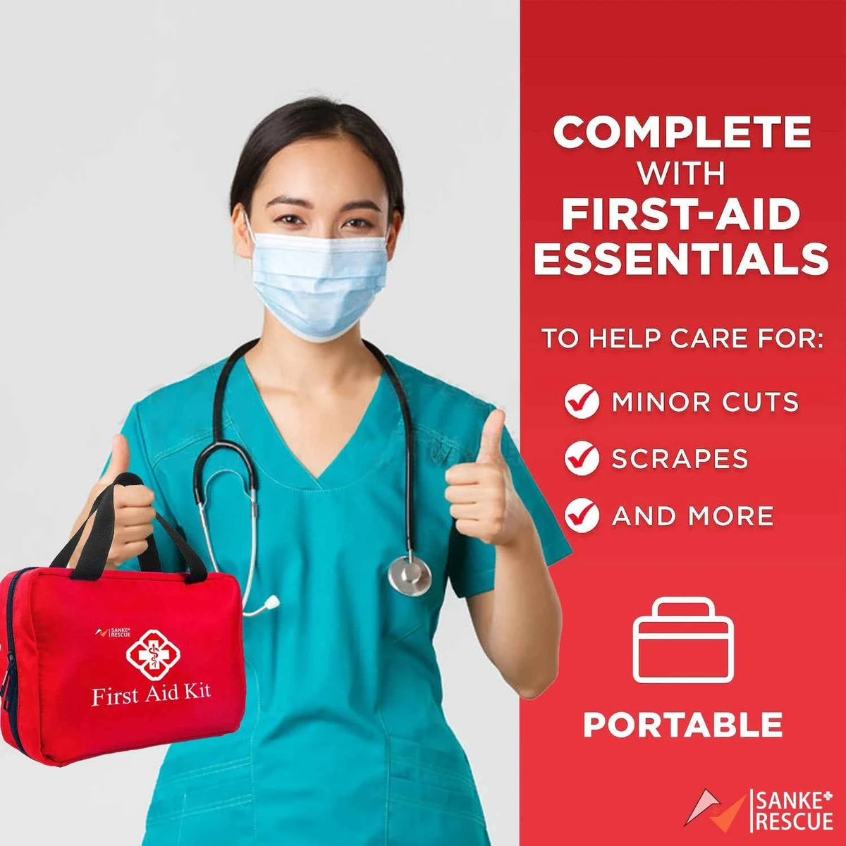 Complete Portable Emergency Medical First Aid Kit Bag. Storage Box For Household, Outdoor, Travel, Camping Equipment, Medicine