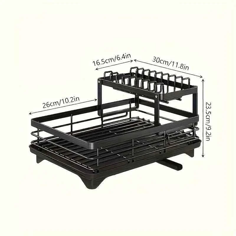 Commercial-Grade Dish Drying Rack – 2-Tier Stainless Steel with Water Catch Tray, Rust-Proof for Home or Business