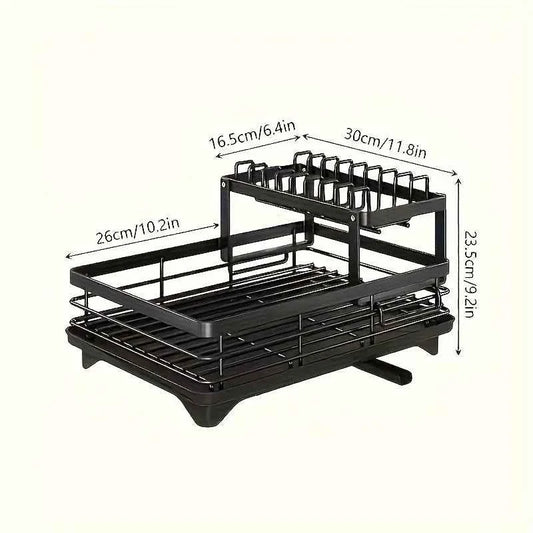 Commercial-Grade Dish Drying Rack – 2-Tier Stainless Steel with Water Catch Tray, Rust-Proof for Home or Business