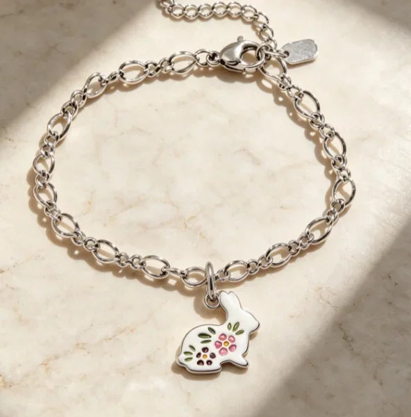 S925 Sterling Silver Vintage Oxidized Charm Bracelet for Women, Sunflower, Texas Map, Spicy Chili, Heart, Rabbit, & Cross  Enamel Charms, Retro Fashion Silver Jewelry, Ideal Gift for Ladies