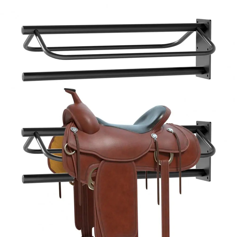 2Pcs Horse Saddle Rack with Pad Bar, Heavy‑Duty Wall Mount Metal Saddle Bracket, Western Saddle Storage for Tack Room, Stable, or Barn