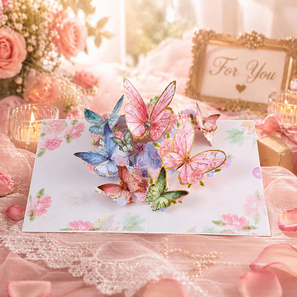 3D Pop Up Flower Greeting Cards or Wedding Card or Anniversary, Thanksgiving, Valentines Day, Birthday, Gift, Thank You Cards, or Handmade Cards