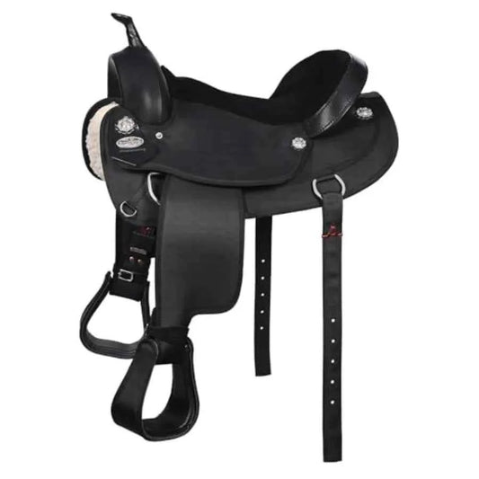 Trail Pleasure Western Horse Saddle.  Cordura Synthetic Material. Brown Color that is Lightweight and Durable Design