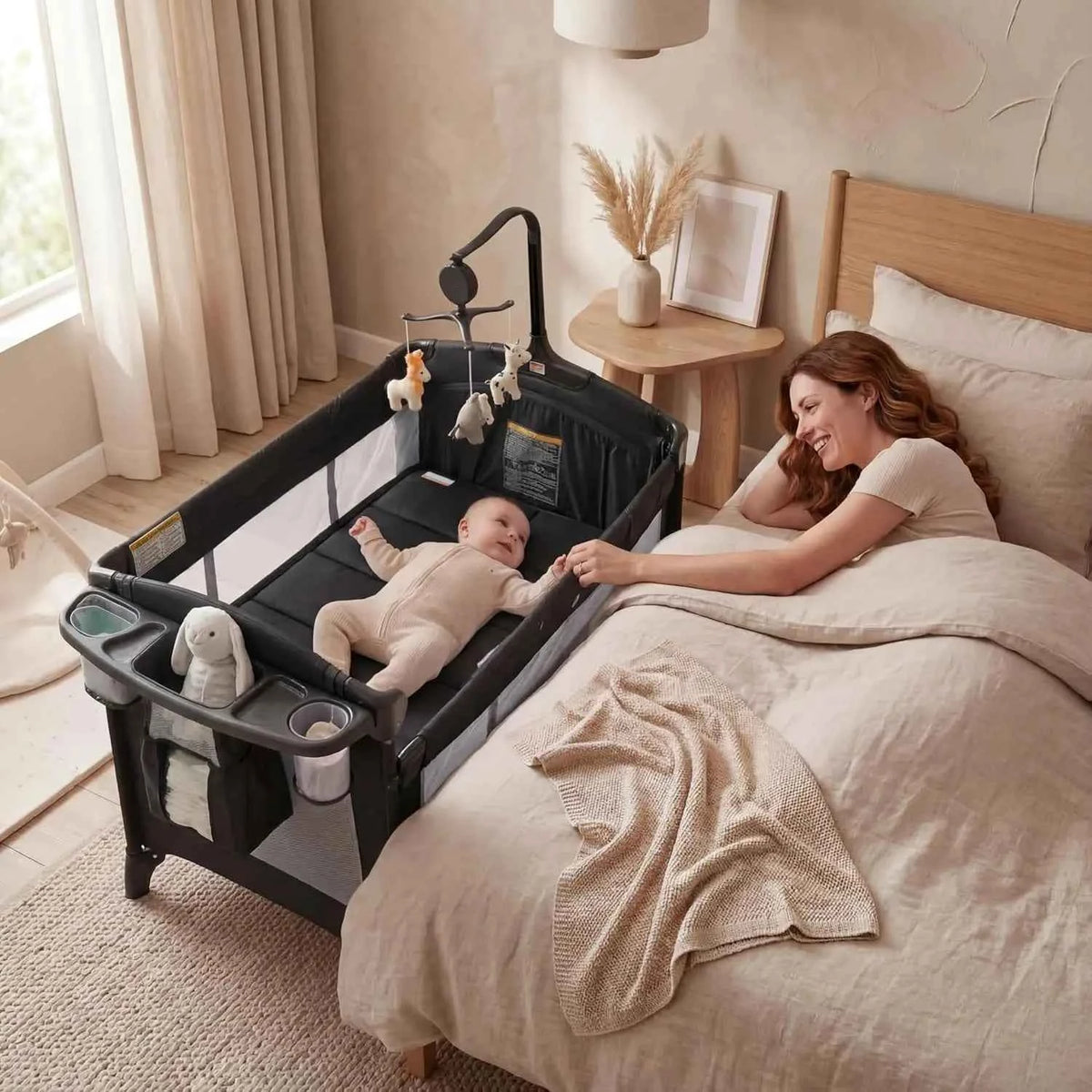 5-in-1 Playard for Babies with Bassinet, Changing Station, Portable Crib & Playpen, Breathable Mesh, Firm Mattress & One-Hand Fold