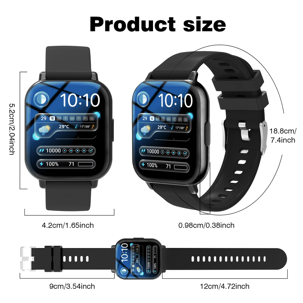 2026 Smart Watch for Men or Women. Square HD Screen: Wireless Calling with Dial Pad, Frequent Contacts, Message Reminder