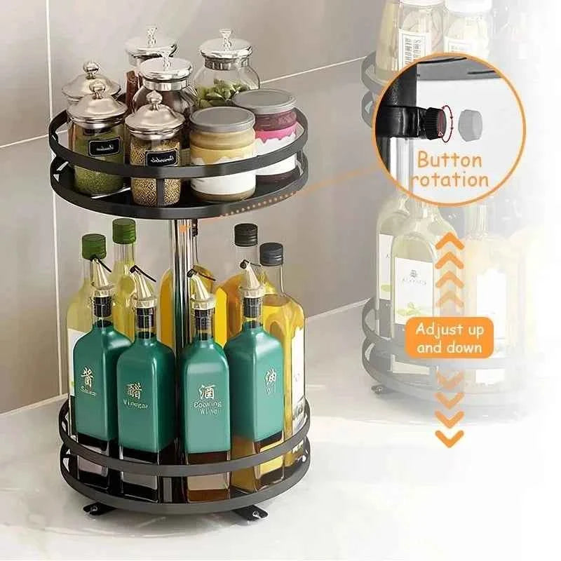 360°Rotatable Spice Storage Turntable Kitchen Organizer Rack Multifunctional Kitchen Accessories For Seasoning Countertop Storag